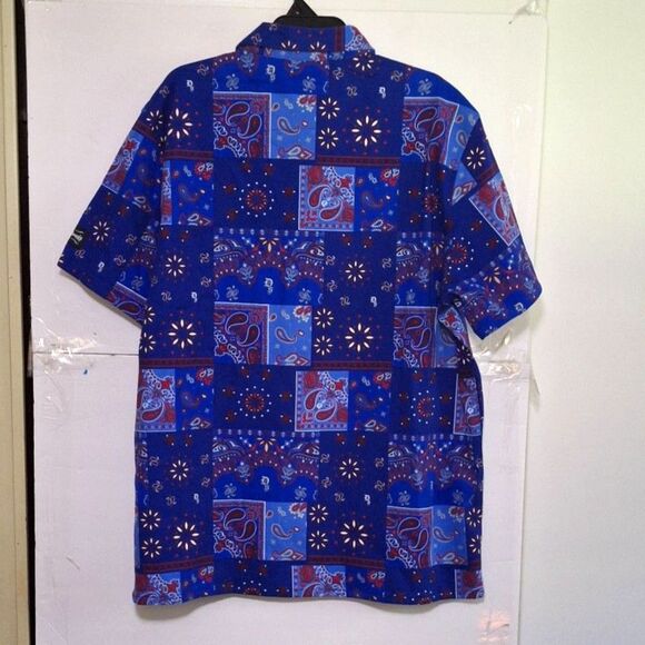 Dogg Supply Snoop Dogg Men's Shirt Blue Patchwork Paisley Pattern Size XL NWT - Picture 9 of 9
